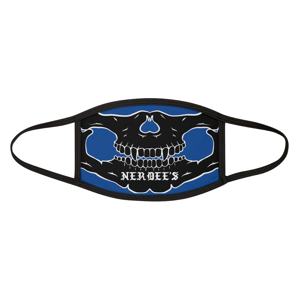 Nerdee's - "Skull Face" (BLK Design 02) - Mixed-Fabric Face Mask (Large/Adult Fit) - Blue