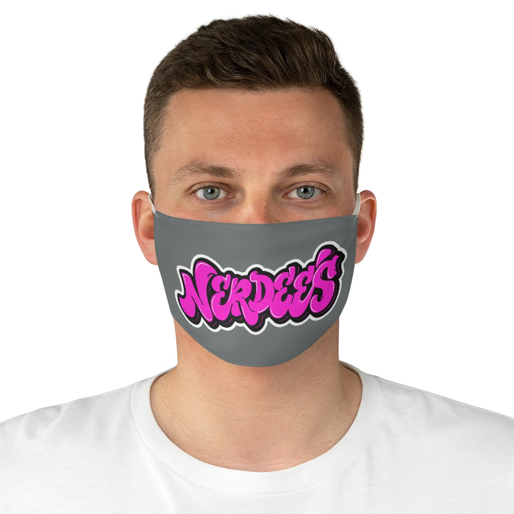 Nerdee's Original Pink Graffiti Logo Fabric Face Mask - Dark Gray
