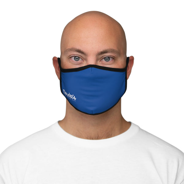 Nerdee's - The Nerd Bizz - Official Script Logo (White) - Fitted Polyester Face Mask - Blue