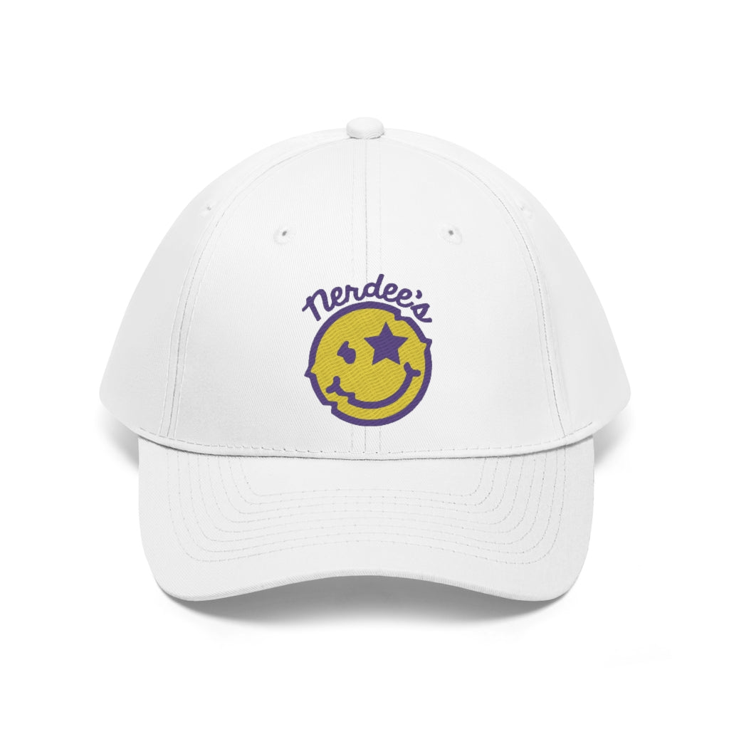 Nerdee's Official logo (PURP/GOLD) - Unisex Twill Hat