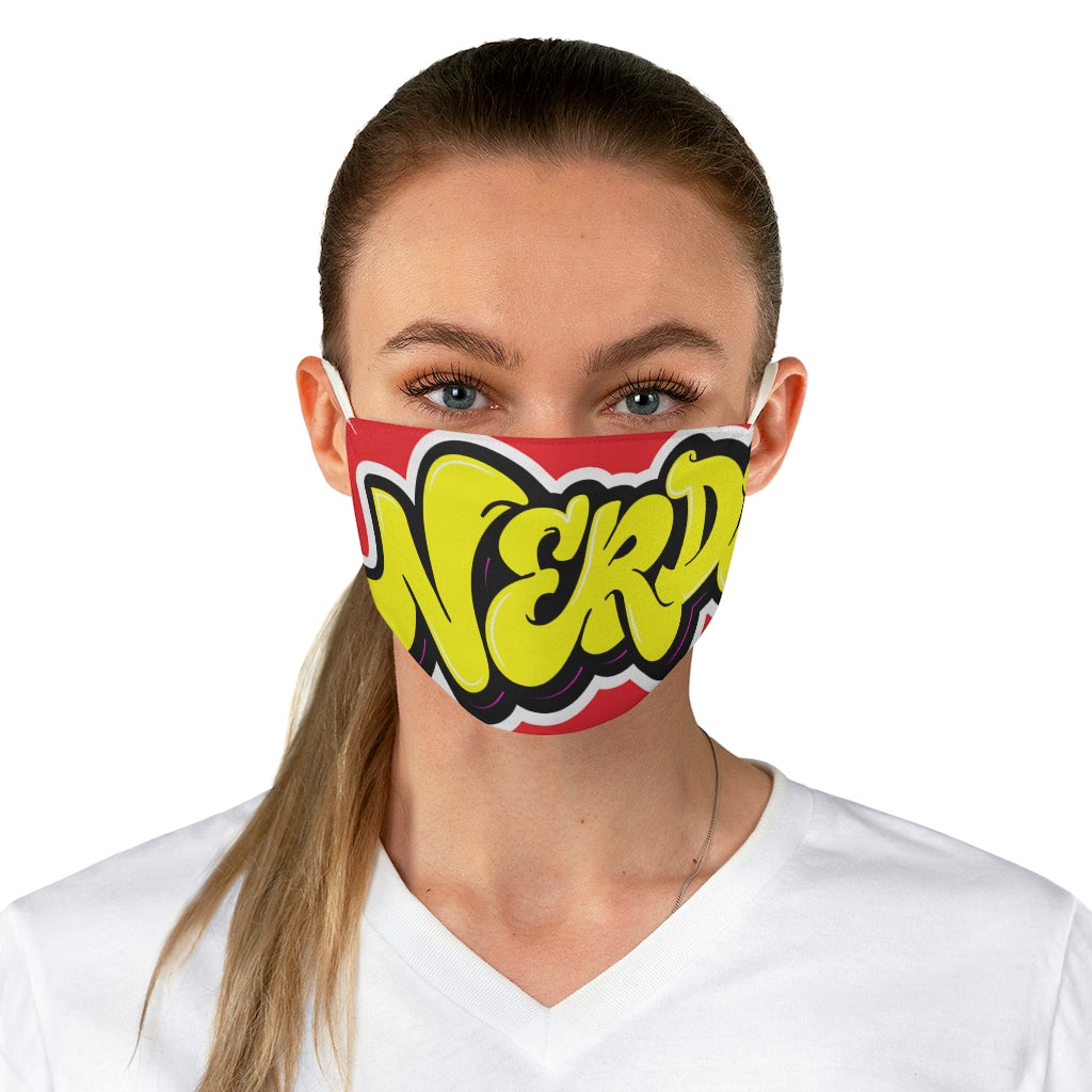 Nerdee's Yellow Logo Close-Up Fabric Face Mask - Red