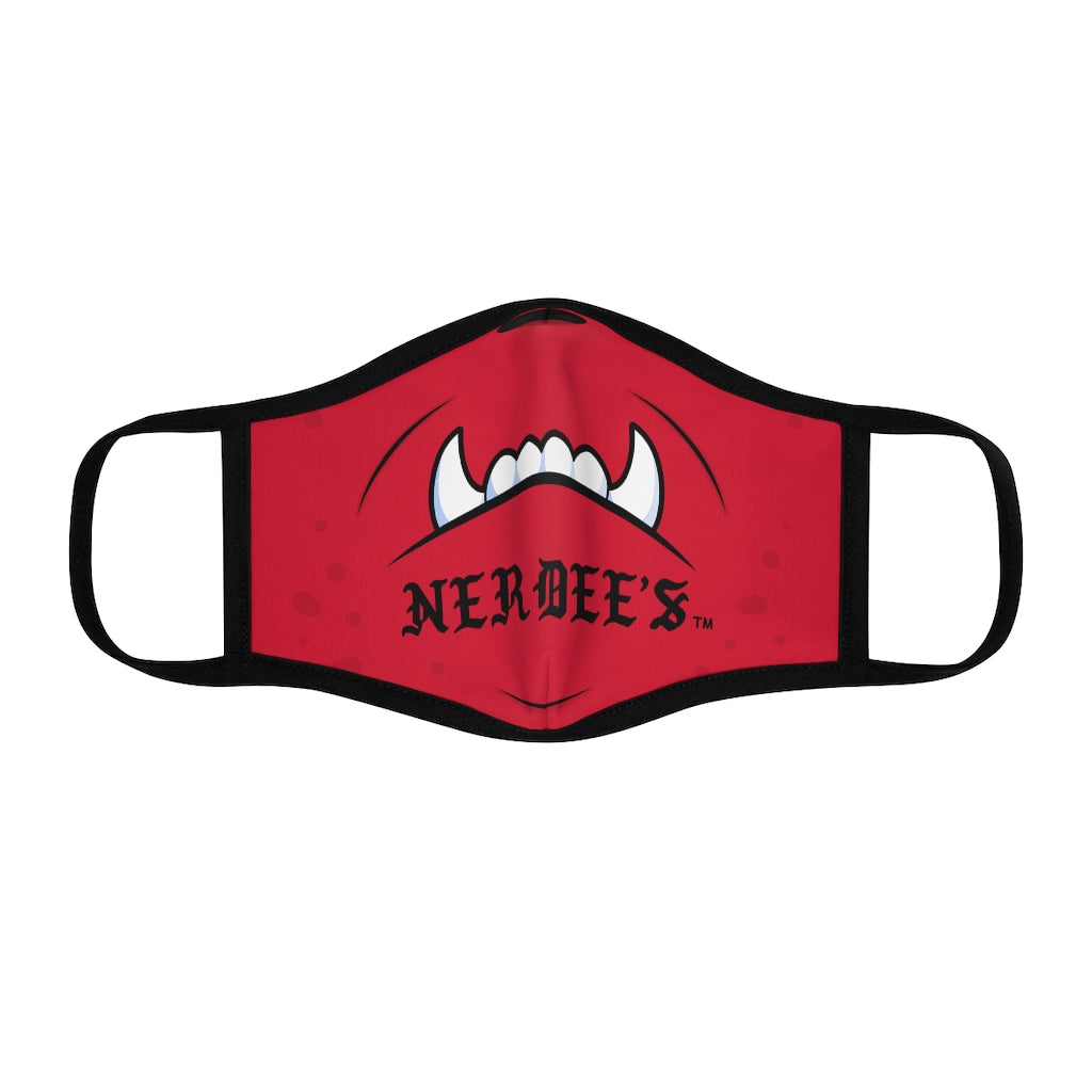 Nerdee's "Mean Underbite" (Design 01) - Fitted Polyester Face Mask - Dark Red