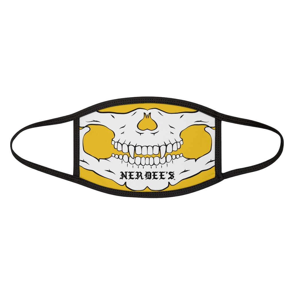 Nerdee's - "Skull Face" (WHT Design 02) - Mixed-Fabric Face Mask (Adult Large Fit) - Yellow