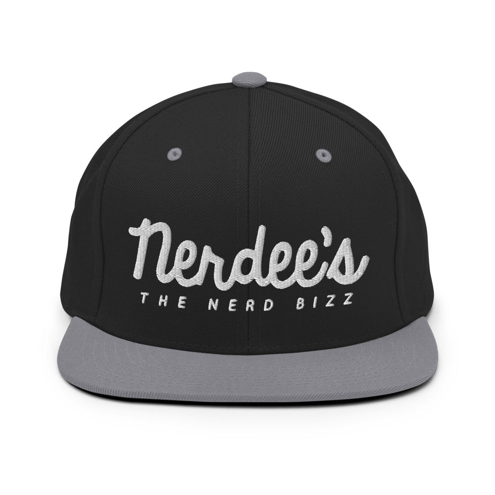 Nerdee's - The Nerd Bizz - Official Script Logo (White) Snapback Hat