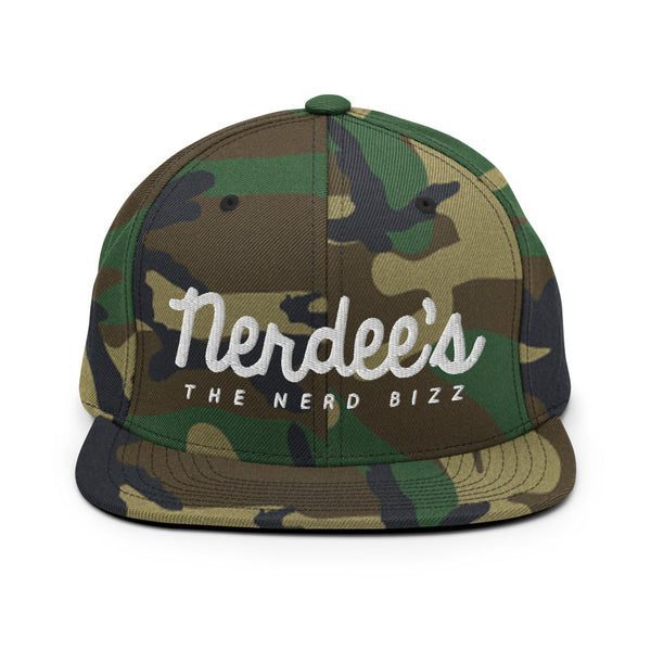 Nerdee's - The Nerd Bizz - Official Script Logo (White) Snapback Hat