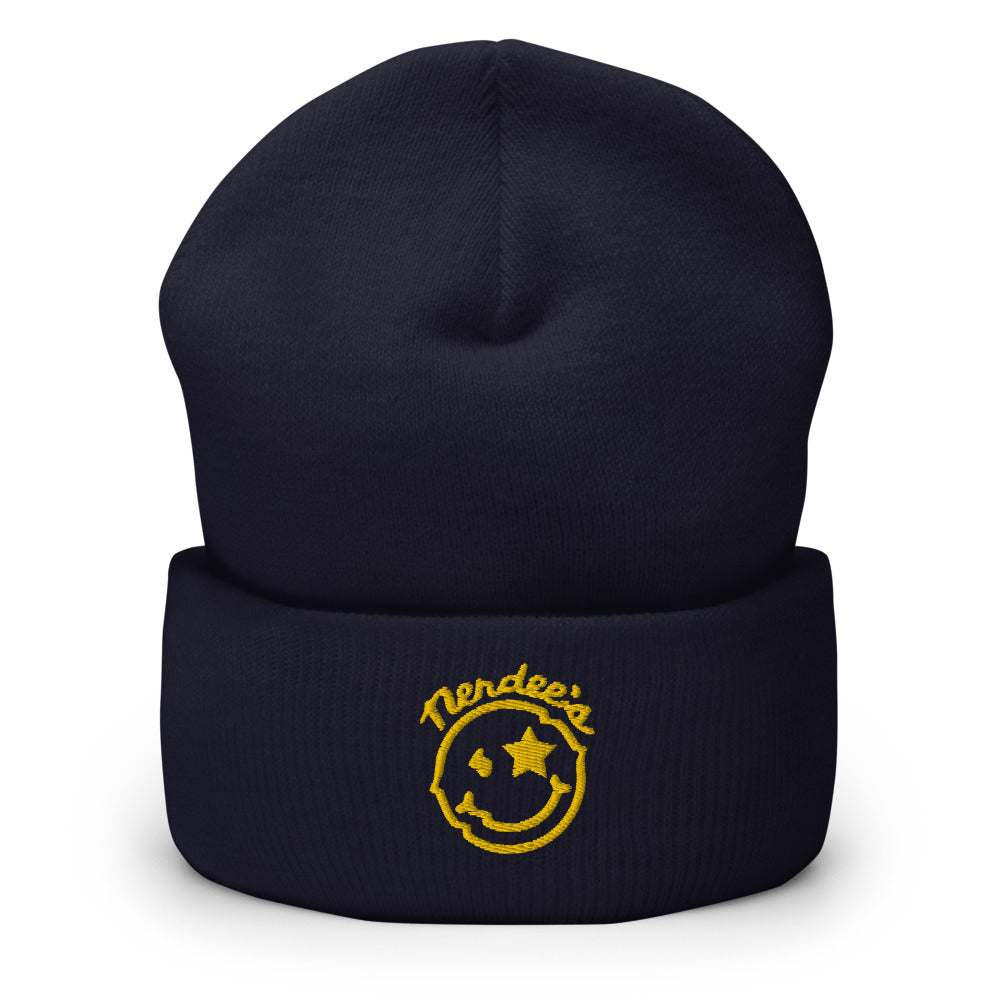Nerdee's Official Logo (Gold Stitch) - Cuffed Beanie
