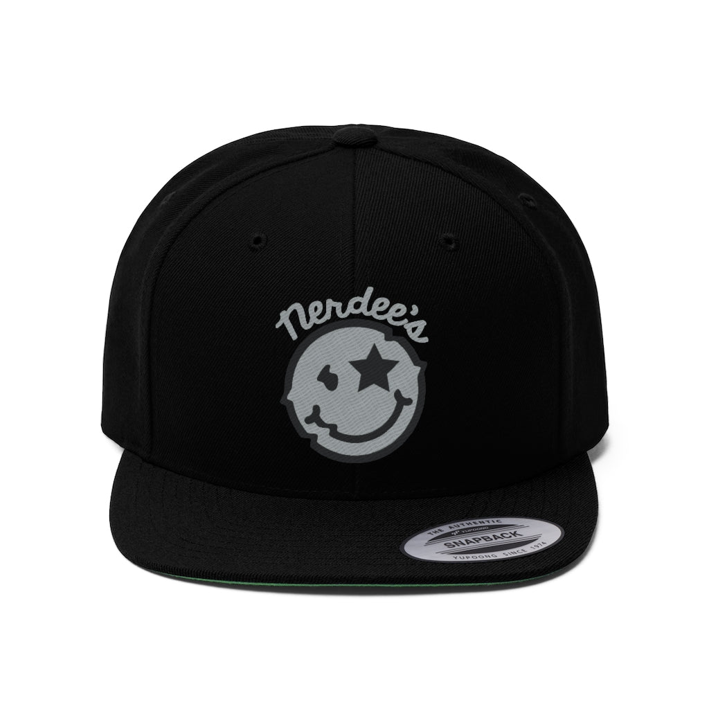 Nerdee's Official logo (SILVER/BLK) - Unisex Flat Bill Hat