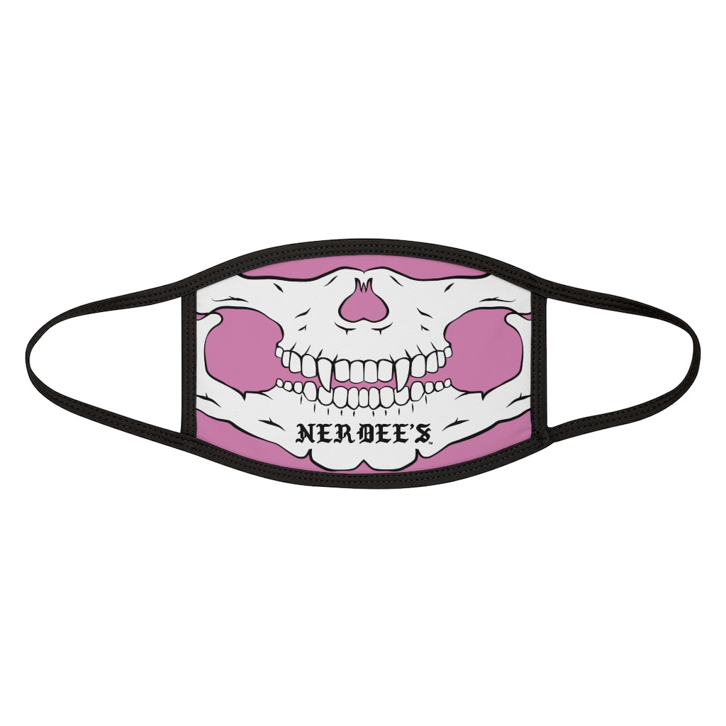 Nerdee's - "Skull Face" (WHT Design 02) - Mixed-Fabric Face Mask (Adult Large Fit) - Pink