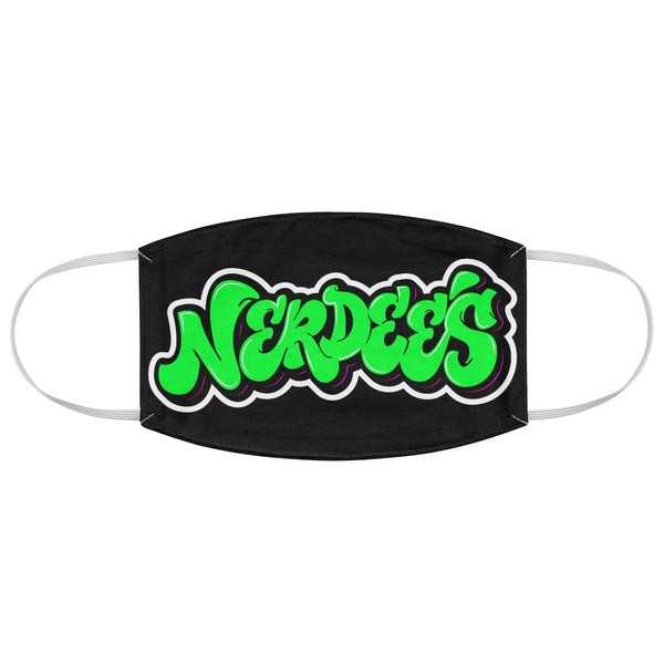 Nerdee's Green Graffiti Logo Fabric Face Mask - Black