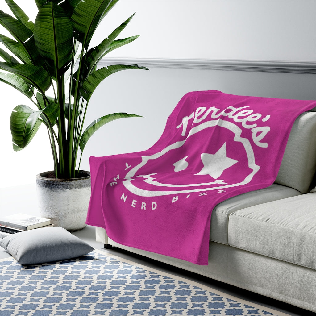Nerdee's Official Logo - Velveteen Plush Blanket - Hot Pink