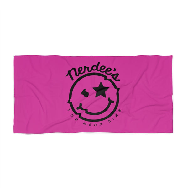 Nerdee's Official Logo Beach Towel - BLK/Hot Pink