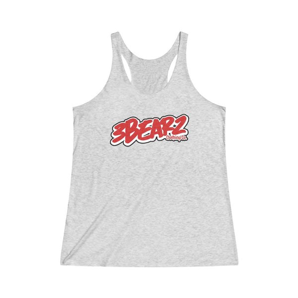 3Bearz Clothing Co. Logo  (RED Design 01) - Women's Tri-Blend Racerback Tank