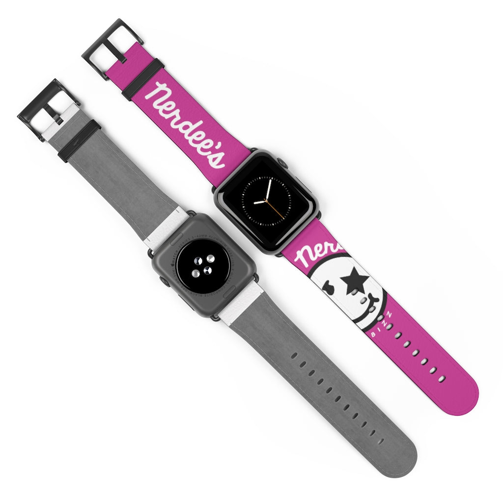 Nerdee's Official Logo Watch Band - (Design 02) Hot Pink