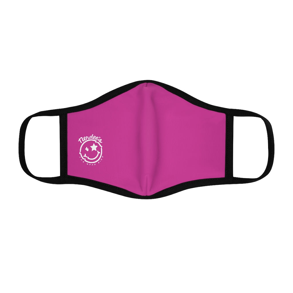 Nerdee's - The Nerd Bizz - Official Logo (White) - Fitted Polyester Face Mask - Hot Pink