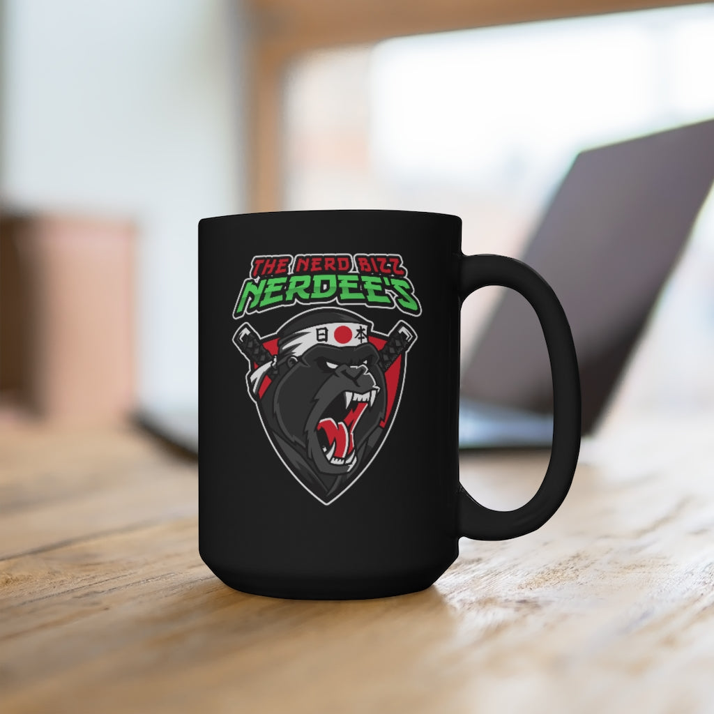 Nerdee's "Gorilla Samurai" Black Mug 15oz