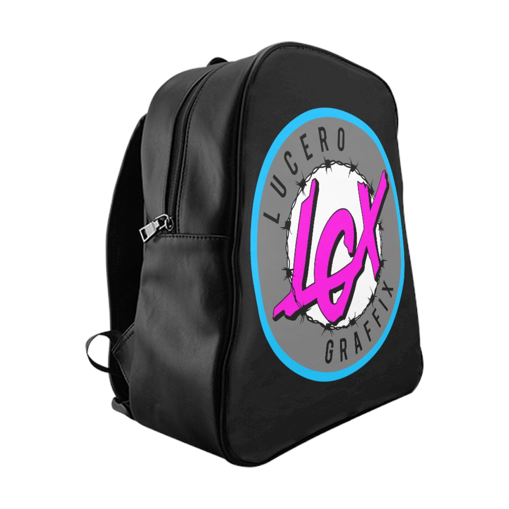 LGX School Backpack - AQU/GRY/PNK Logo - Black