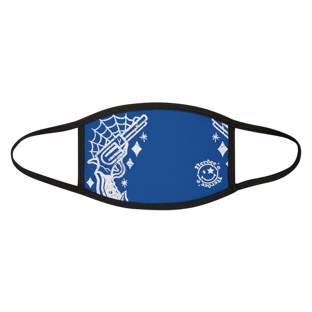 Nerdee's - "Bandit"  (WHT Design 01) - Mixed-Fabric Face Mask - Blue