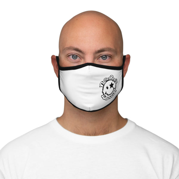 Nerdee's World Mr. Smiley Logo (Blk/Wht) - Fitted Polyester Face Mask - White