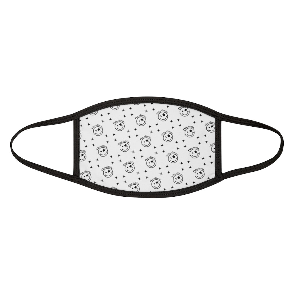 Nerdee's Official Logo Pattern (Design 01) - Mixed-Fabric Face Mask (Large/Adult Fit) - White