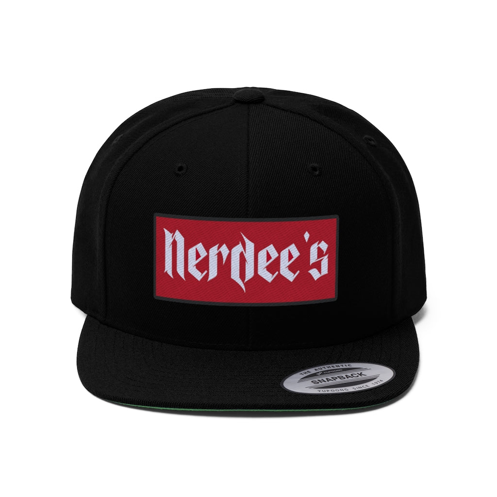 Nerdee's "Red Label" (BLK/RD/WHT) - Unisex Flat Bill Hat