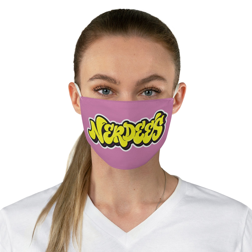 Nerdee's Yellow Graffiti Logo Fabric Face Mask - Pink