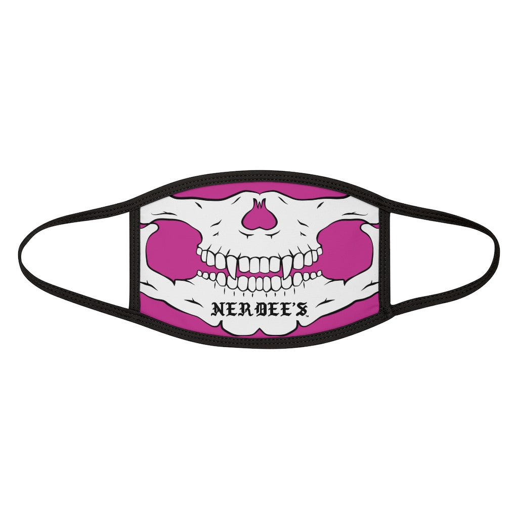 Nerdee's - "Skull Face" (WHT Design 02) - Mixed-Fabric Face Mask (Adult Large Fit) - Hot Pink