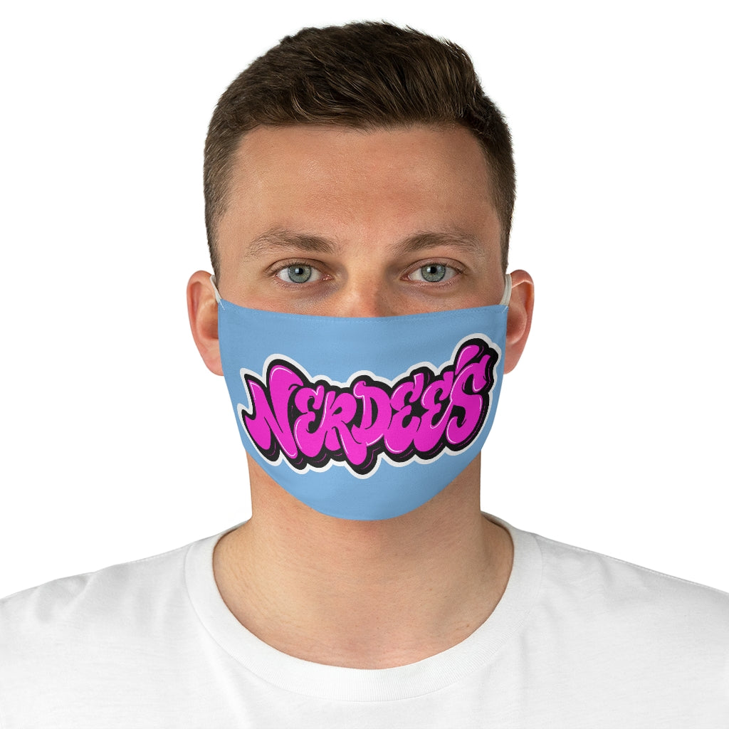 Nerdee's Original Pink Graffiti Logo Fabric Face Mask - LT Blue