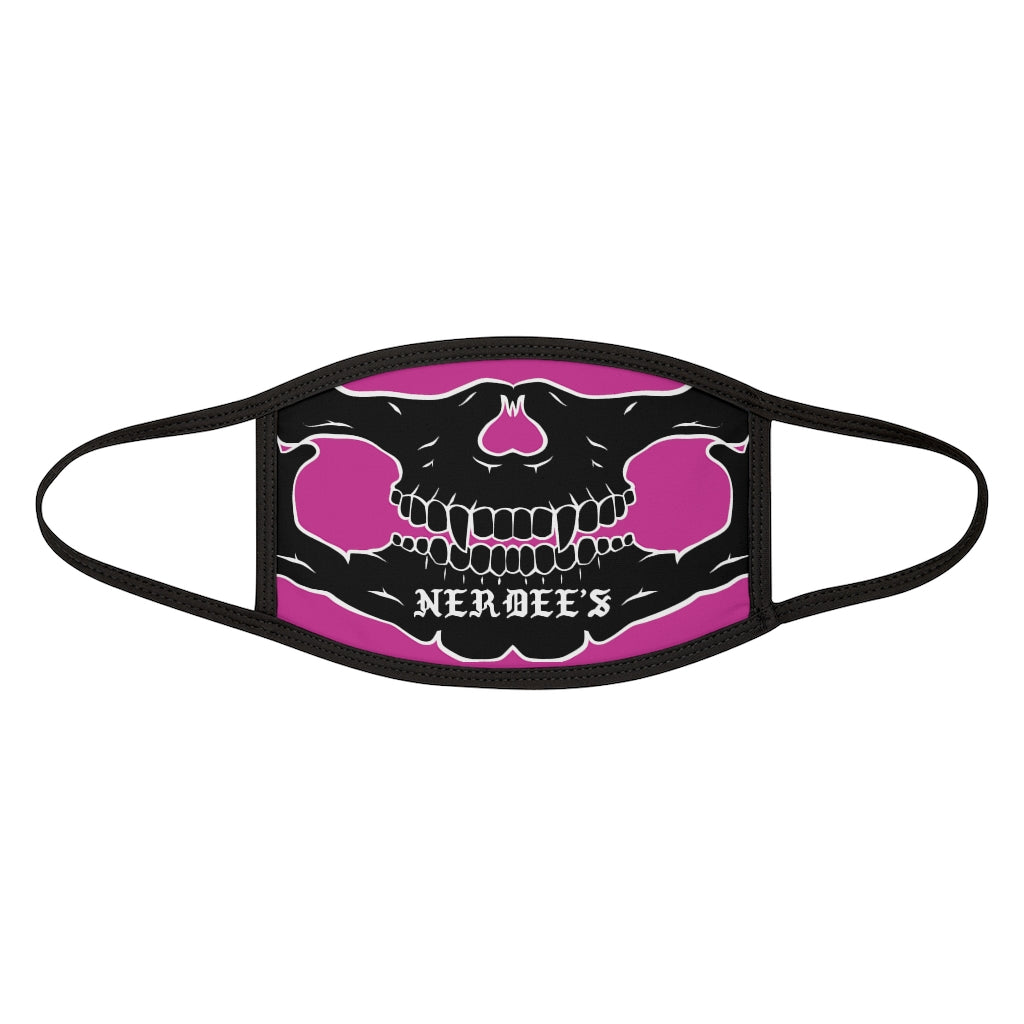 Nerdee's - "Skull Face" (BLK Design 02) - Mixed-Fabric Face Mask (Large/Adult Fit) - Hot Pink