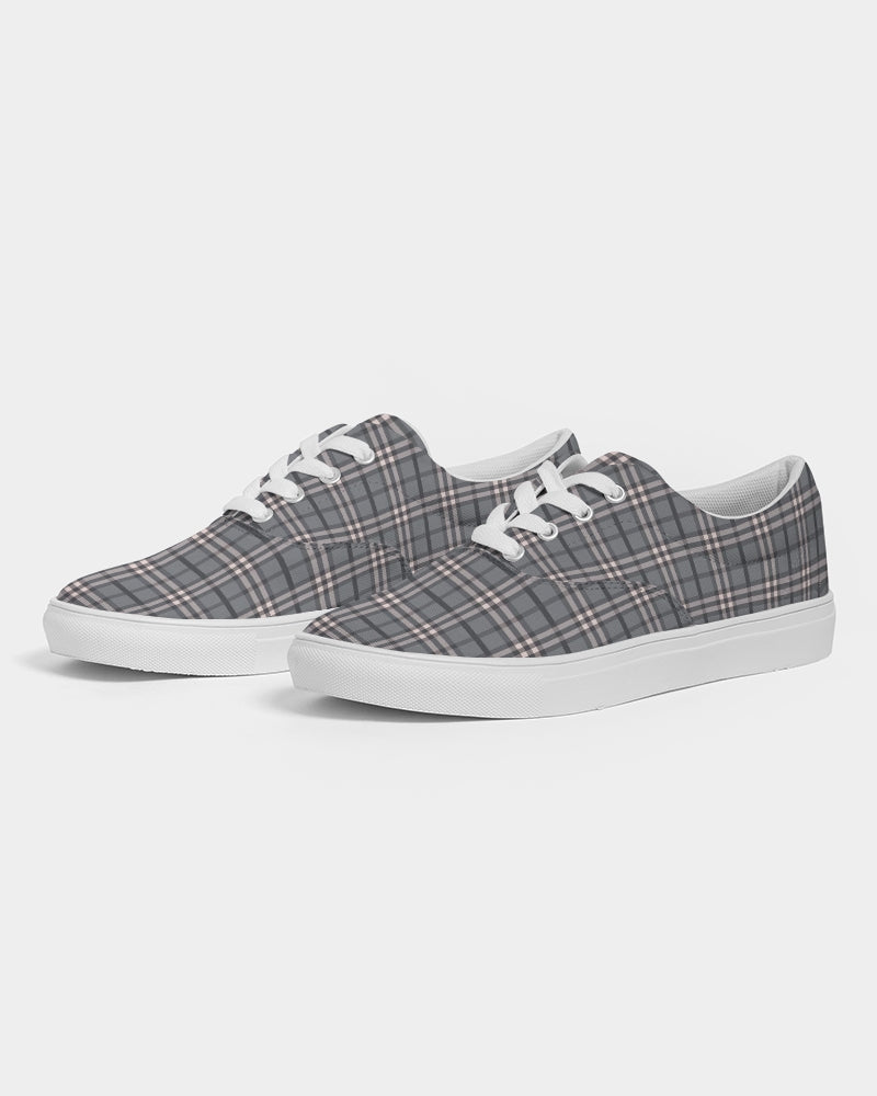 Women's Lace Up Canvas Shoe- Classical Plaid