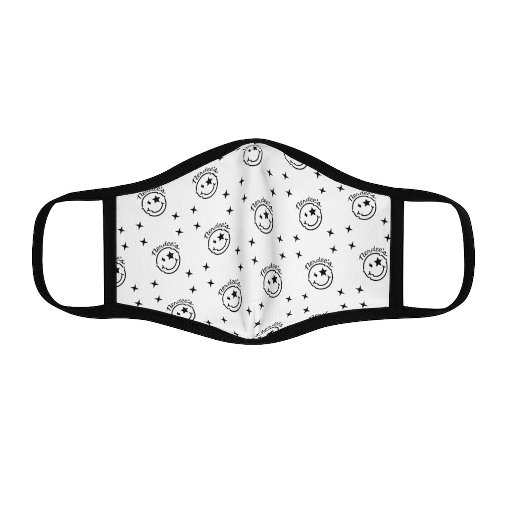 Nerdee's Official Logo Pattern (Design 01) - Fitted Polyester Face Mask - White