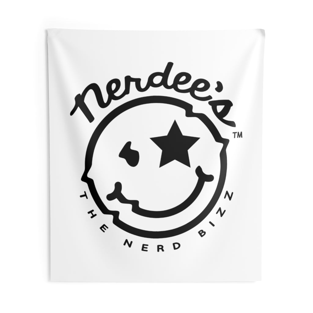 Nerdee's Official Logo - Indoor Wall Tapestries - White