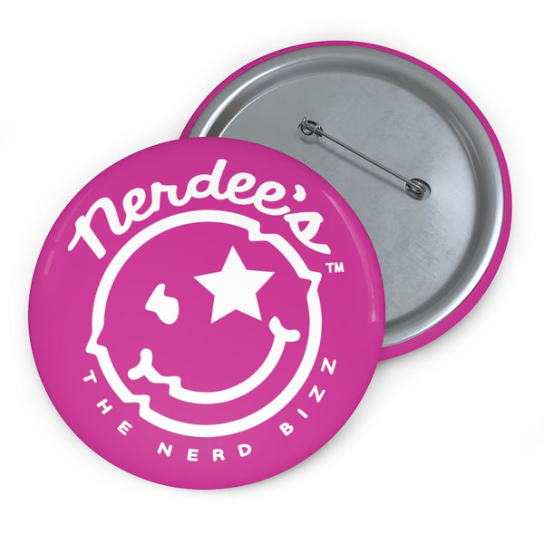 Nerdee's - The Nerd Bizz - Official  logo Collectible Pin Buttons - Hot Pink