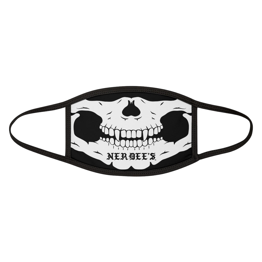 Nerdee's - "Skull Face" (WHT Design 02) - Mixed-Fabric Face Mask (Adult Large Fit) - Black