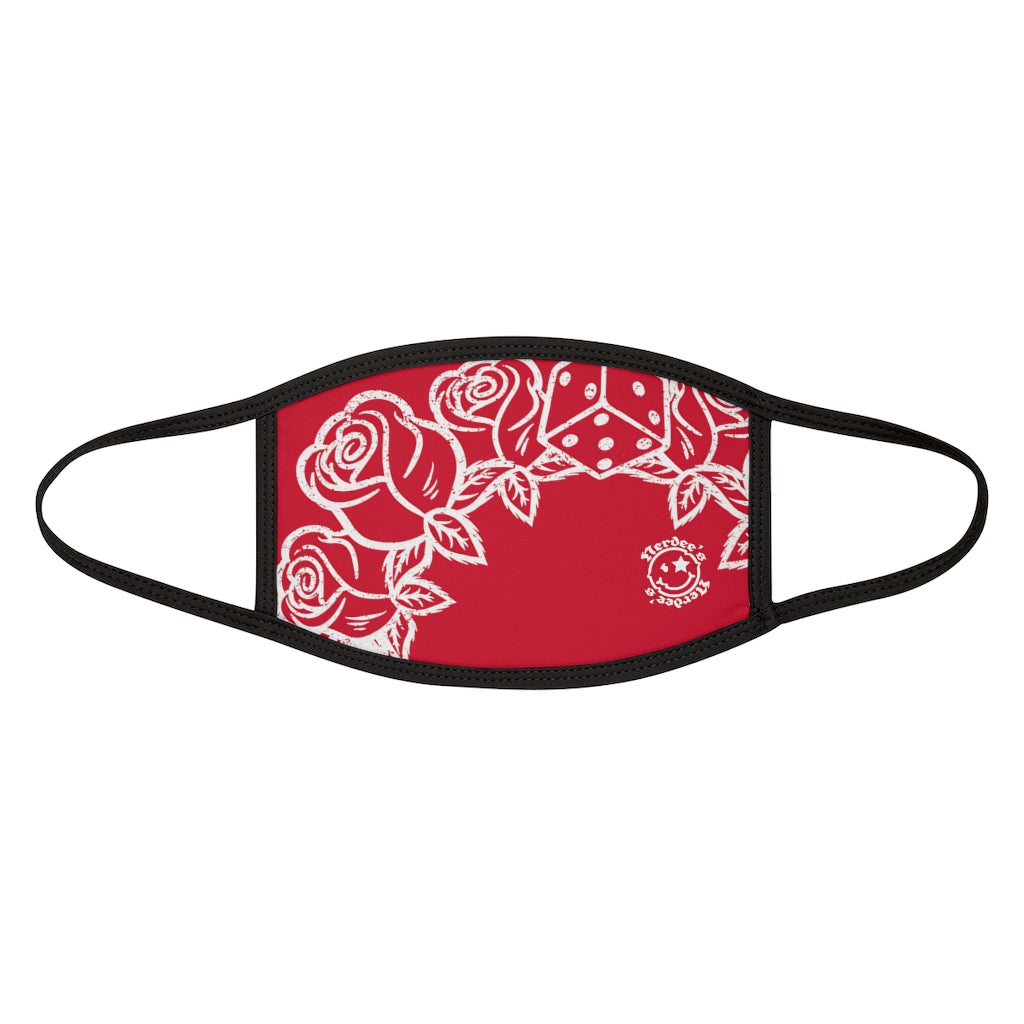 Nerdee's - "Bandit" (WHT Design 02) - Mixed-Fabric Face Mask - Dark Red