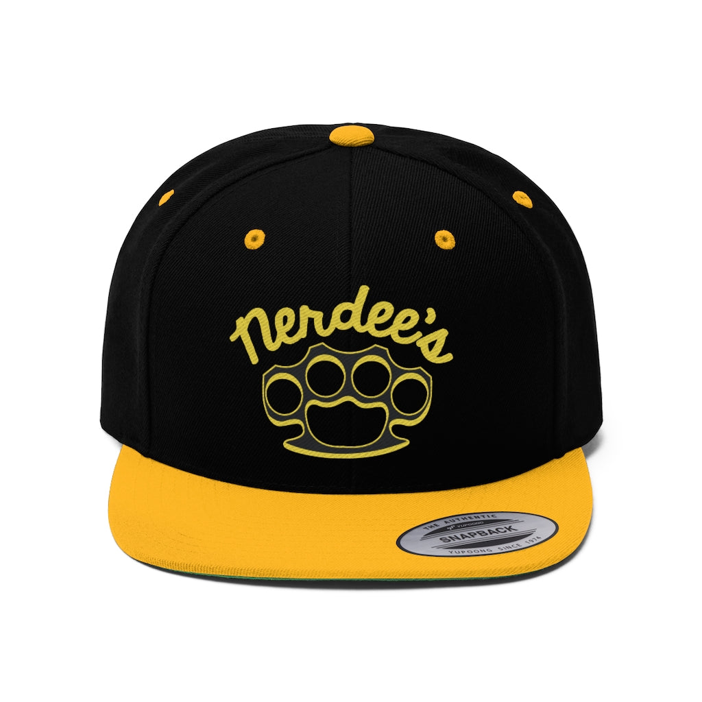 Nerdee's Brass Knuckles (Gold Design 01) - Unisex Flat Bill Hat