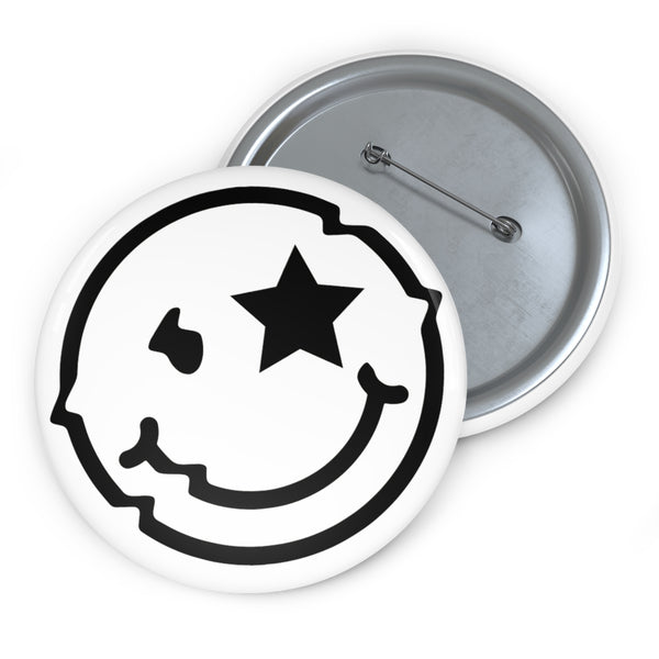 Nerdee's - The Nerd Bizz - Official Face logo Collectible Pin Buttons - White