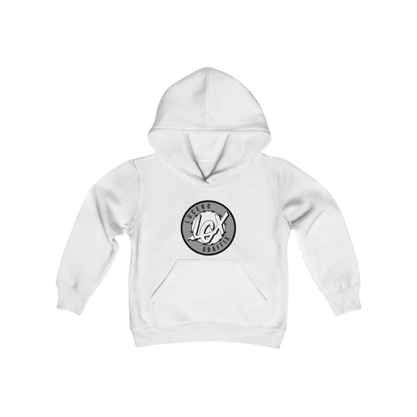 LGX GRY/WHT Logo - Youth Heavy Blend Hooded Sweatshirt