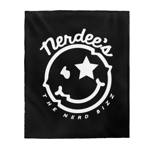 Nerdee's Official Logo - Velveteen Plush Blanket - Black