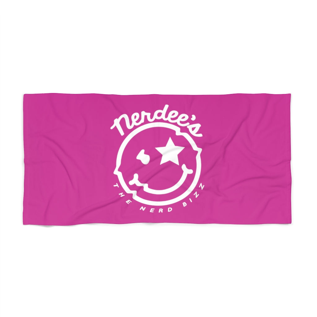 Nerdee's Official Logo Beach Towel - Hot Pink