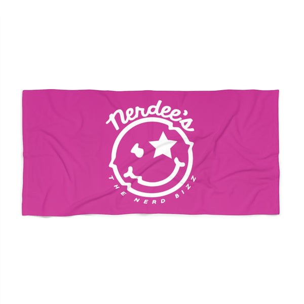Nerdee's Official Logo Beach Towel - Hot Pink