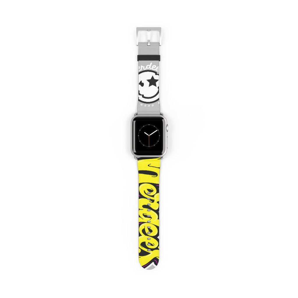 Nerdee's "Yellow Graffiti" Logo Watch Band - (Design 01) Light Gray