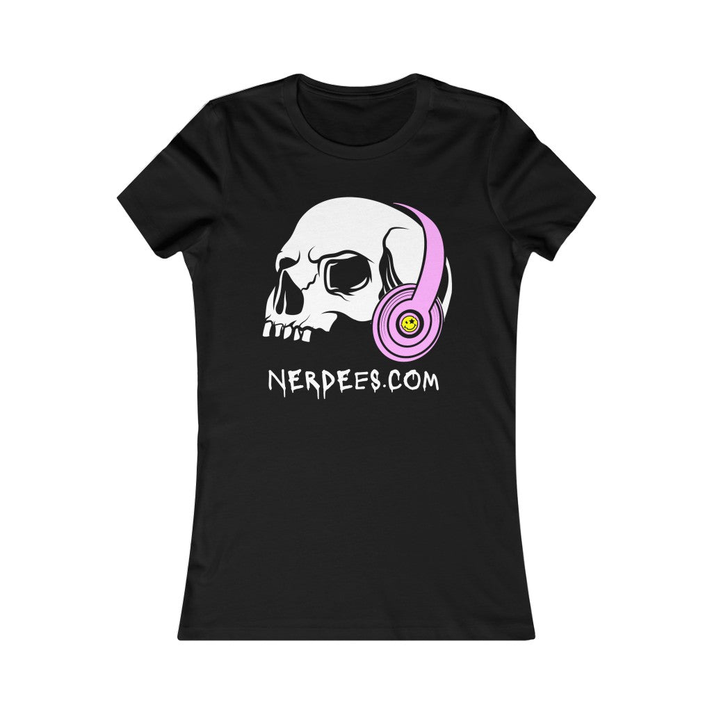 Nerdee's - Nerdees.com "Skull Phones" (Pink Design 01) - Women's Favorite Tee