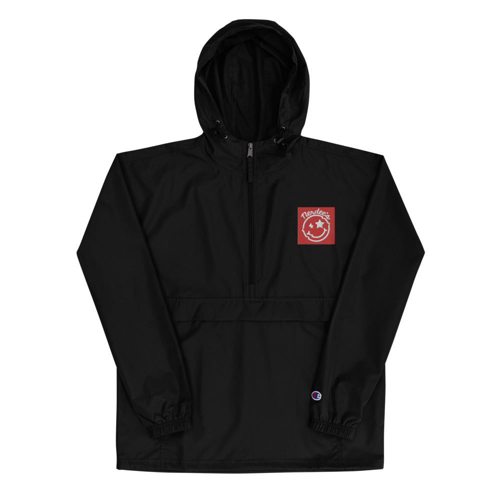 Nerdee's Official Logo (Red Tag) - Embroidered Champion Packable Jacket