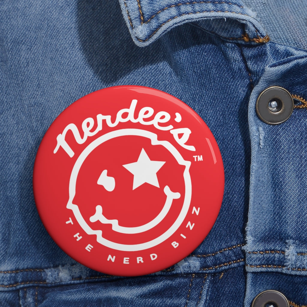 Nerdee's - The Nerd Bizz - Official  logo Collectible Pin Buttons - Red