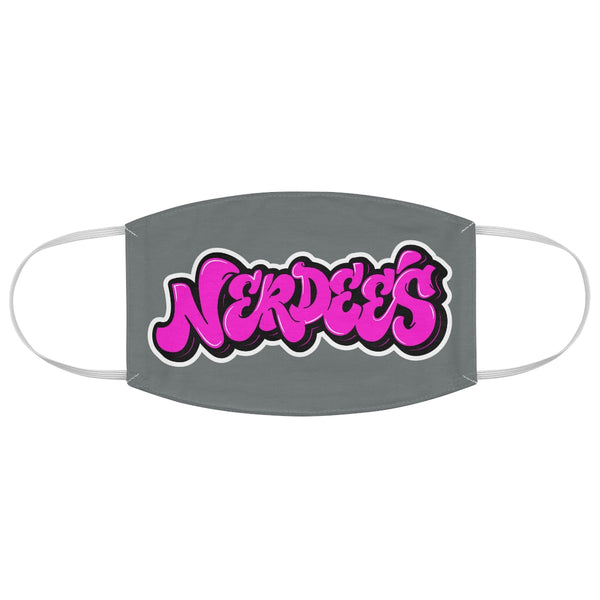 Nerdee's Original Pink Graffiti Logo Fabric Face Mask - Dark Gray