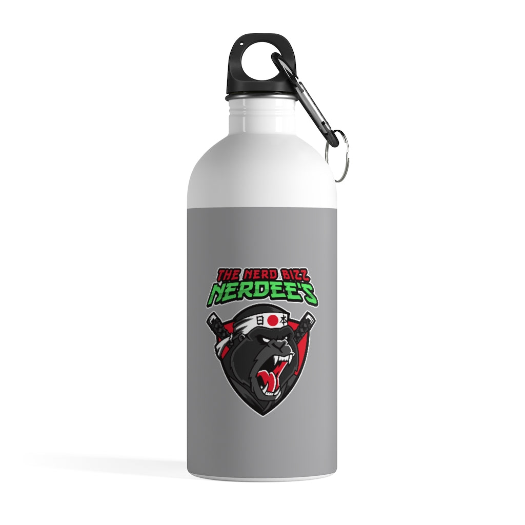 Nerdee's "Gorilla Samurai" Gray Stainless Steel Water Bottle