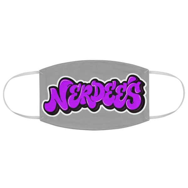 Nerdee's Purple Graffiti Logo Fabric Face Mask - Gray