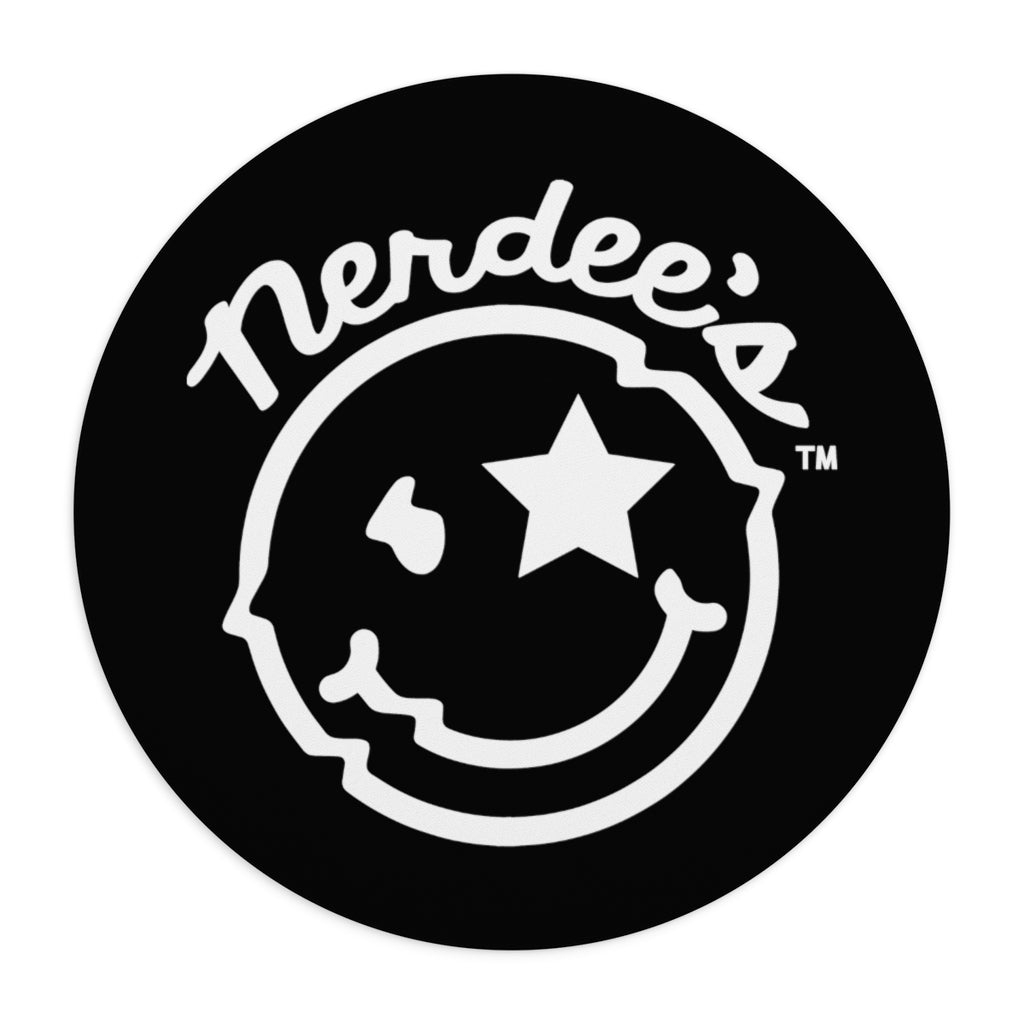 Nerdee's Official Logo Round Mousepad - Black