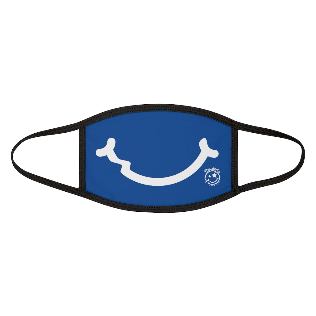 Nerdee's - "Smiley Face" with Logo (WHT Design 01) - Mixed-Fabric Face Mask - Blue