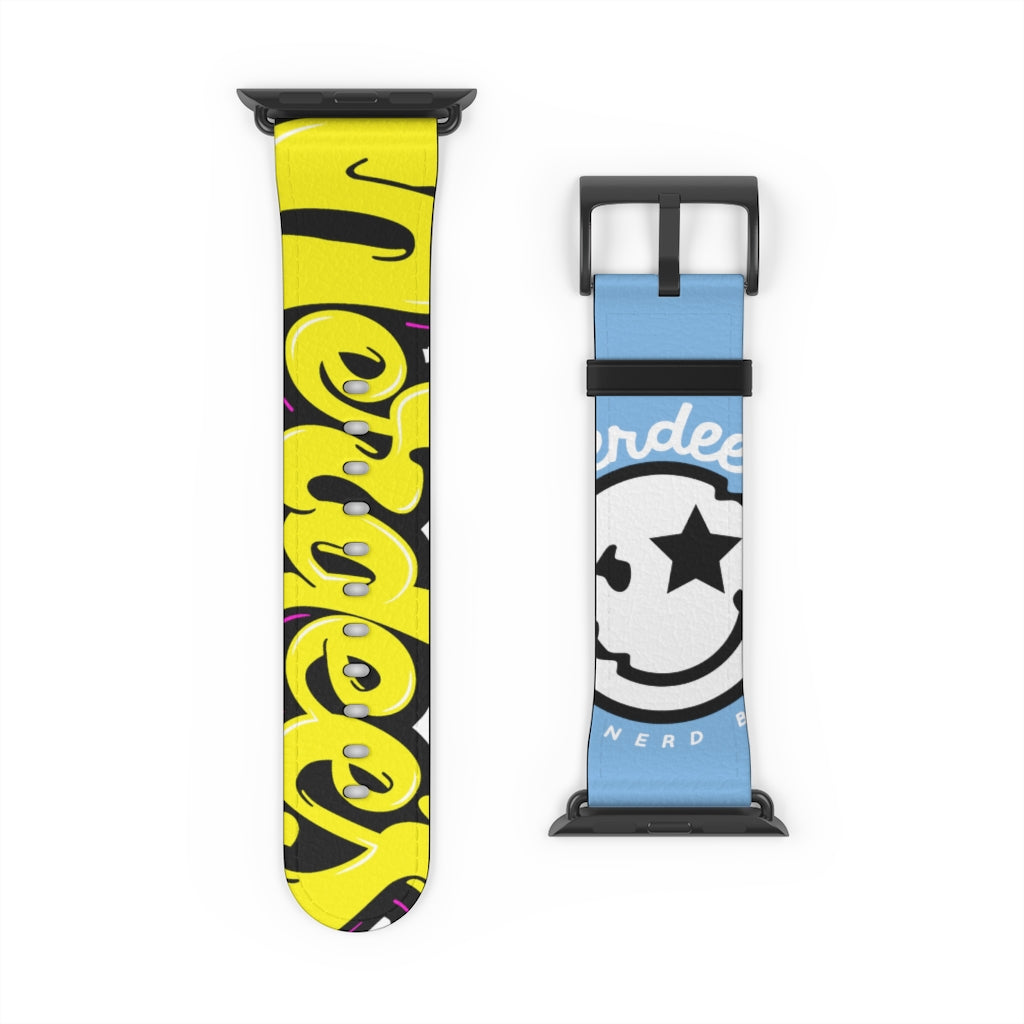 Nerdee's "Yellow Graffiti" Logo Watch Band - (Design 01) Light Blue